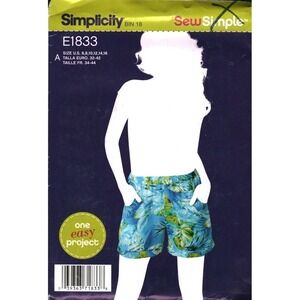 Simplicity E1833 Misses Pull-On Shorts Sewing Pattern Sizes 6-16 Cuffed Hem DIY